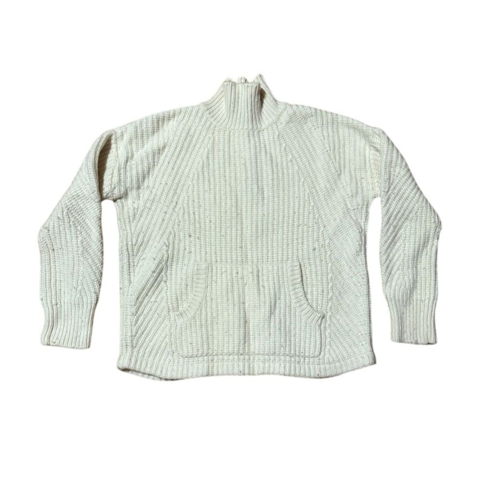J. Crew Women's Ivory Mock Neck Pullover Sweater S Knit preppy coastal kangaroo